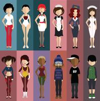 Set of people avatars with backgrounds vector