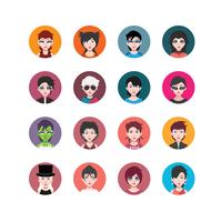 Conjunto de avatares de personas con fondos. vector