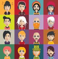 Conjunto de avatares de personas con fondos. vector