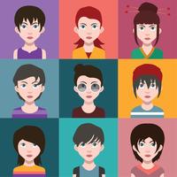 Conjunto de avatares de personas con fondos. vector