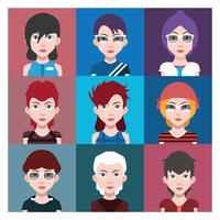 Set of people avatars with backgrounds vector