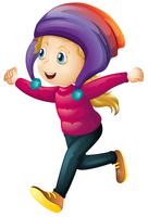 Happy girl wearing winter clothes vector