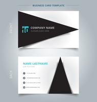 Creative business card and name card template, Black triangle graphic with shadow on white color background. vector