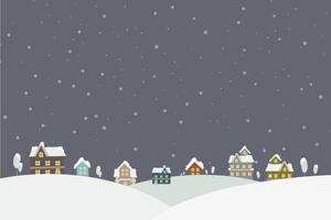 The town in the snow falling place vector illustration