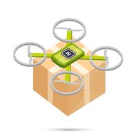 AI Artificial intelligence technology delivery drone isometric icon vector