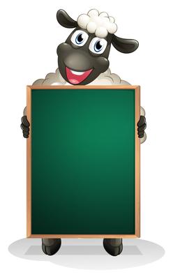 A sheep holding an empty board 