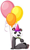 Un panda con globos vector