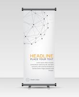 Roll up banner stand template. Abstract  Geometric and Global network connections with points and lines. vector