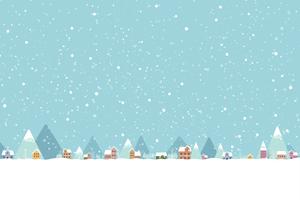The town in the snow falling place flat color 001 vector