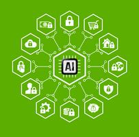 AI Artificial intelligence Technology for protection and security icon and design element vector