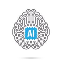 AI Artificial intelligence Technology circuit brain symbol icon vector