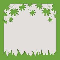 Frame of green leaves and green natural abstract background. paper art.  vector
