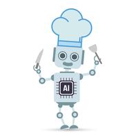 Inteligencia artificial Tecnología robot está cocinando comida vector