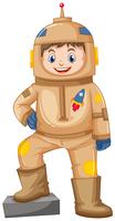 Happy boy in brown spacesuit vector