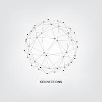 Abstract technology background.Geometric vector background. Global network connections with points and lines. Hub network connection minimal line  background