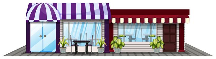 Two shops in purple and red vector