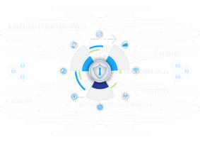 Shield Icon Safety Concept Closed Padlock on Digital Cyber Security Blue Abstract Hi Speed Internet Technology Vector Background Illustration