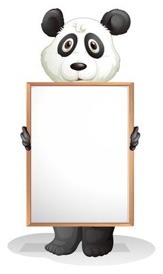 A panda holding an empty board 