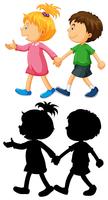 Boy and girl holding hands vector