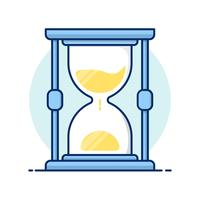 Iconos de la línea de arte. Antiguo instrumento de reloj de arena. Reloj de arena como concepto de paso de tiempo para la fecha límite de negocios. vector
