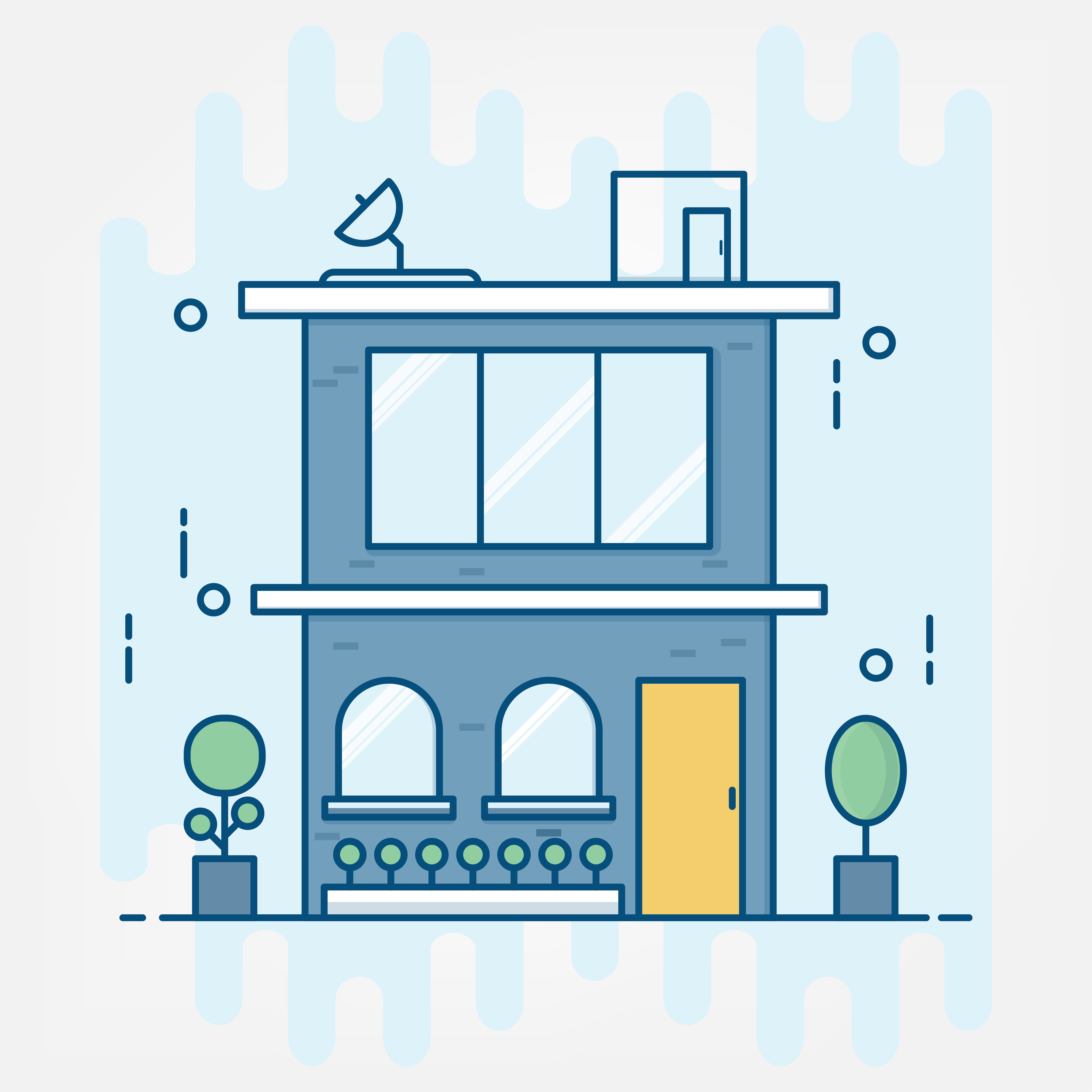 Flat Line Art Style Design For Business Building Idea Theme