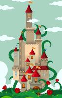 Castle towers with thorny plant vector