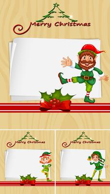 Border template with christmas eleves