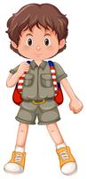 Un personaje de boy scout morena vector