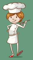 Female chef tasting food in spoon vector