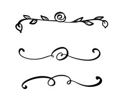 Collection of handdrawn dividers or borders made with brush and ink. Unique swirls for your design of book, handmade wedding album. Vector illustration