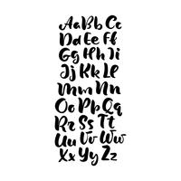 hand lettering alphabet design, handwritten brush script modern calligraphy cursive black and white font vector illustration