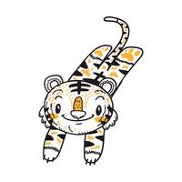 lindo pequeño tigre vector de dibujos animados doodle