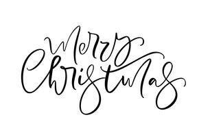 Merry Christmas calligraphic hand drawn lettering text. Vector illustration Xmas calligraphy on white background. Isolated element for banner postcard, poster design greeting card