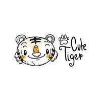 lindo pequeño tigre vector de dibujos animados doodle