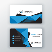 blue polygonal editable business card vector