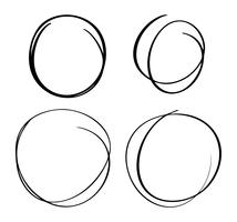 Hand drawn circle line sketch set. Vector circular scribble doodle round circles for message note mark design element. Pencil or pen graffiti bubble or ball draft illustration