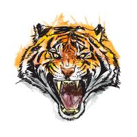Ilustración de vector de acuarela de tigre impresionante