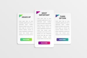 Colorful card template for web usage, vector illustration