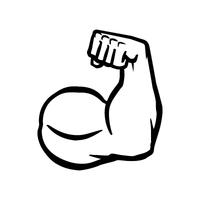 Icono de Vector de brazo de bíceps flexible, Pose de culturista muscular