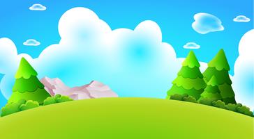 Cartoon forest hill landscape vector nature background illustration