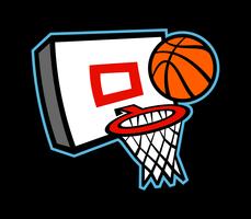 Cartoon vector basketball and net