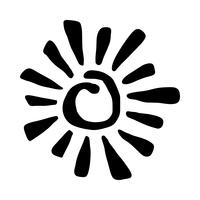 Stylized Sun in Inky Painted Tribal Style vector icon