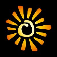 Yellow Stylized Sun in Inky Painted Tribal Style vector icon