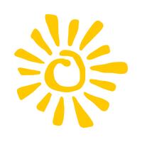 Yellow Stylized Sun in Inky Painted Tribal Style vector icon