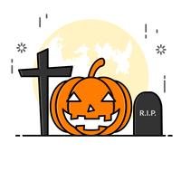 Estilo de arte de línea plana. diseño para halloween. página web y banner. vector