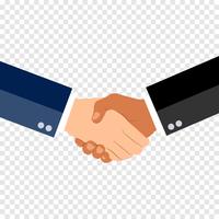 Shaking hands flat design concept on tranparent background. Handshake, business agreement. partnership concepts. Two hands of businessman shaking. Vector illustration.