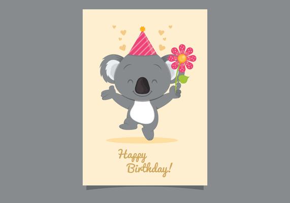 carte d'anniversaire avec un koala mignon dans un style aquarelle 2806385  Art vectoriel chez Vecteezy