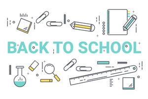 Welcome back to school concept. Thin line art style design for education idea theme website banner. vector