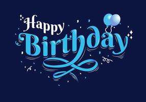 Happy Birthday Typography in Dark Blue Background vector