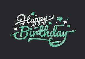 Happy Birthday Typography in White and Green Letters vector